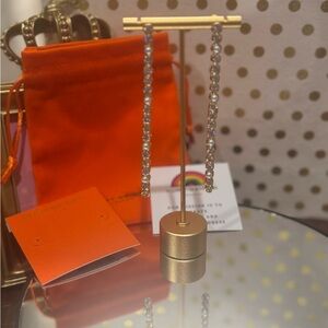 Kurt Geiger Gold Rhinestone and Pearl Dangle Earrings